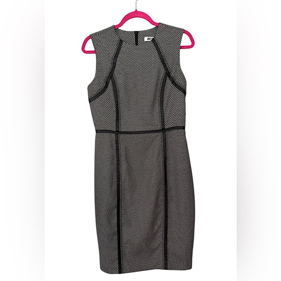 Vicky Tiel Dresses & Skirts - Vicky Tiel Black White Checkered Sheath Midi Dress Pleather Trim Retro Size 4